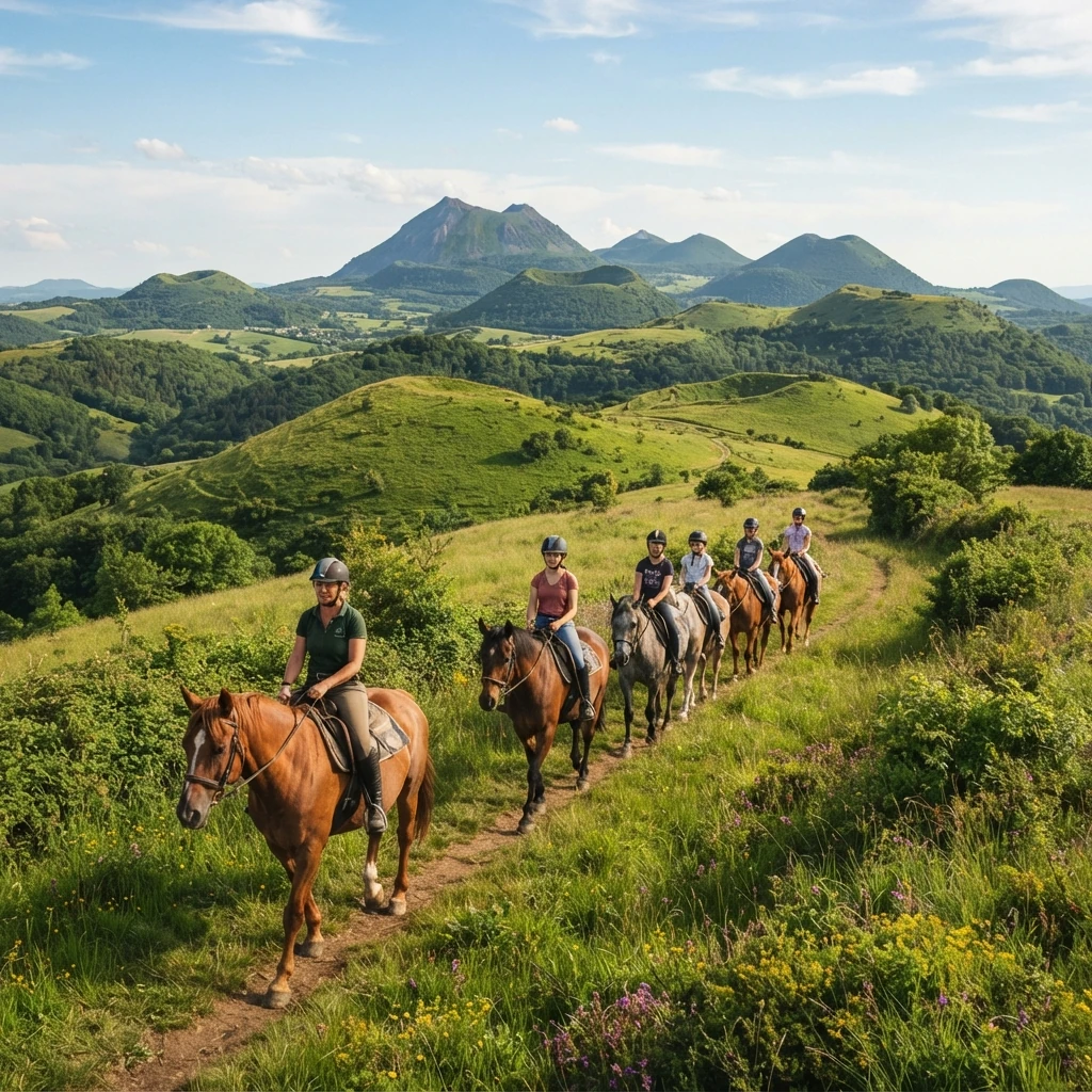 Balade à cheval dans les Volcans d'Auvergne, —