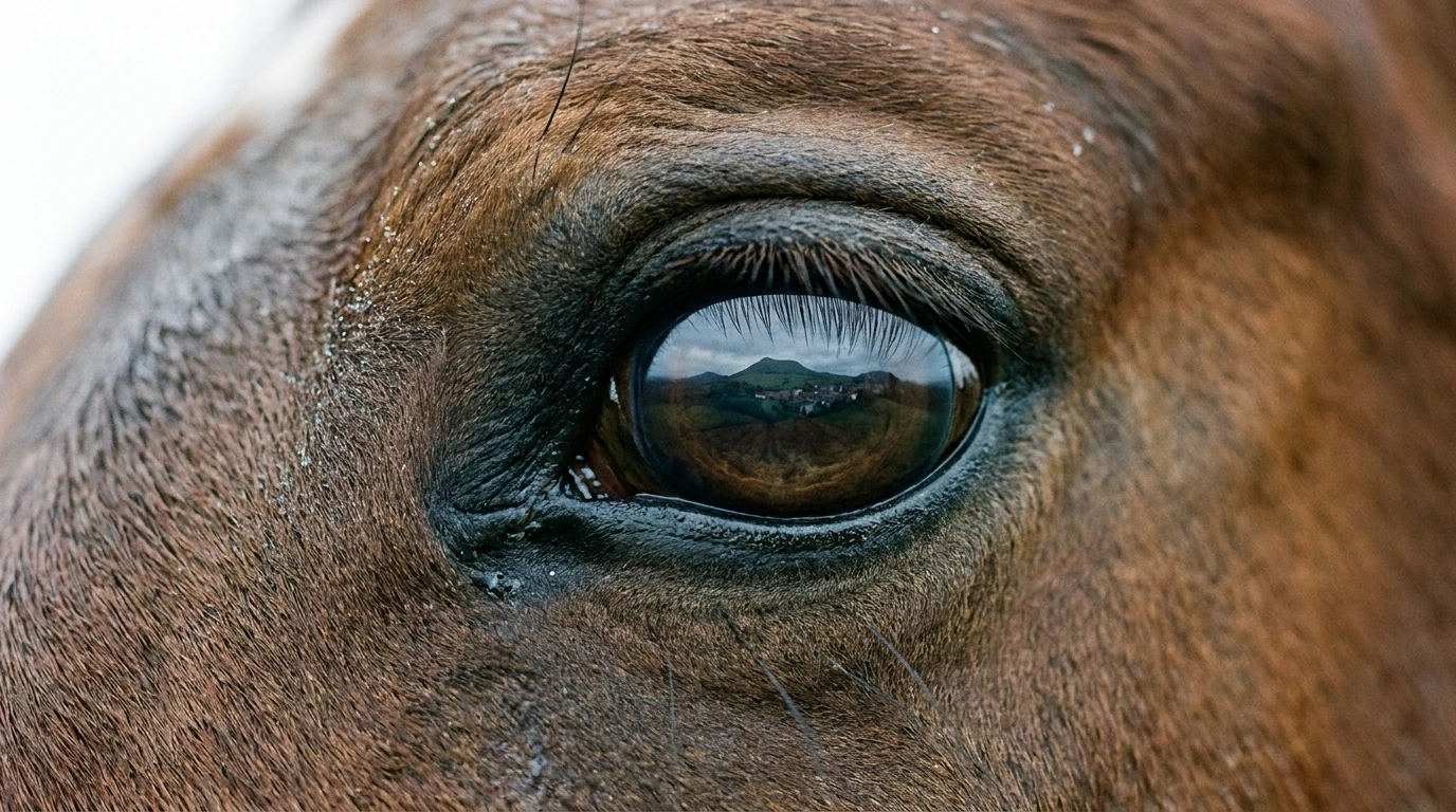 Un regard de cheval au élevage du grand falco, —